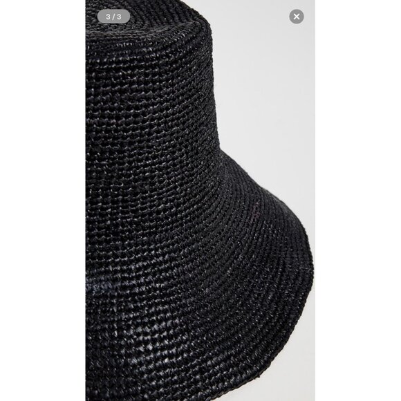 Jenni Kayne Crochet Raffia Sun Hat in Black